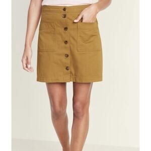 Old Navy Khaki Skirt Size 2 buttons front Pockets Cotton Brown Y2K style NWOT